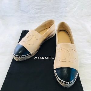 CHANEL Espadrilles Lambskin Beige/Black